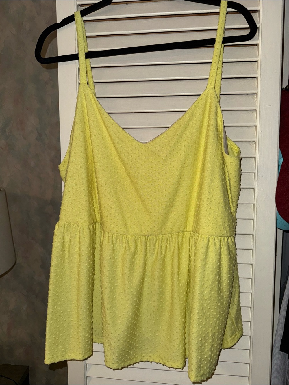 Lightweight Yellow Textured Peplum Tank Top - Women